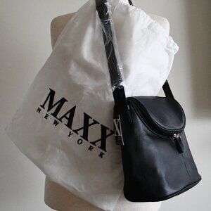 Black leather MAXX New York Bucket Bag (NWT)
